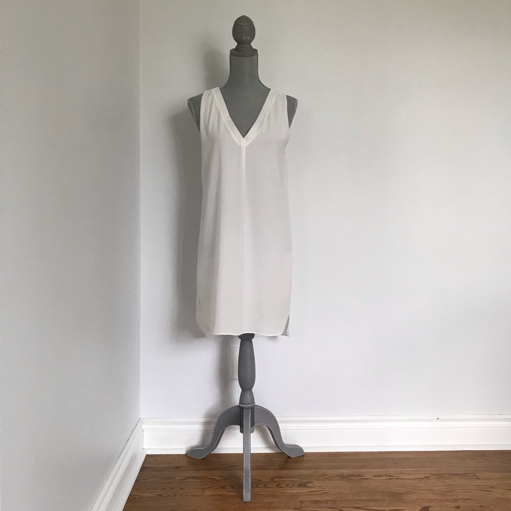 White Chiffon Style Shift Dress